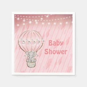 Niedlich Elephant Pink Hot Air Ballon Babydusche Serviette