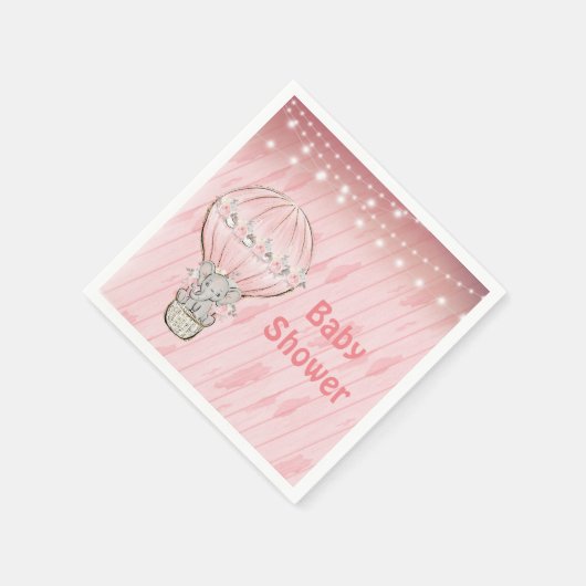 Niedlich Elephant Pink Hot Air Ballon Babydusche Serviette (Ecke)