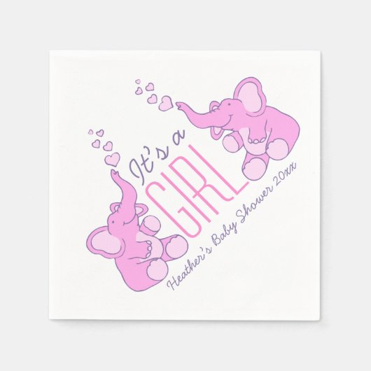 Niedlich Elephant pink mit Babydusche Serviette (Vorderseite)