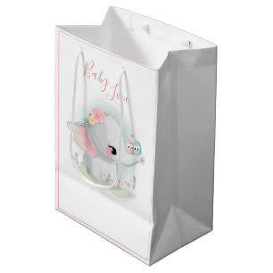 Niedlich Elephant Pink Watercolor Baby Liebe Girl Mittlere Geschenktüte