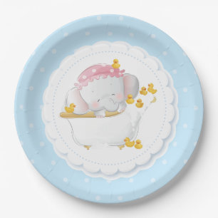 Niedlich Elephant Polka Dot Blue Pappteller