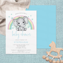 Niedlich Elephant Rainbow Blue Baby Dusche