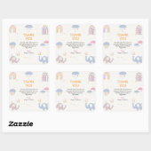 Niedlich Elephant Rainbow Girls Baby Dusche Vielen Quadratischer Aufkleber (Blatt)