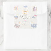 Niedlich Elephant Rainbow Girls Baby Dusche Vielen Quadratischer Aufkleber (Tasche)