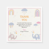 Niedlich Elephant Rainbow Girls Baby Dusche Vielen Serviette (Vorderseite)