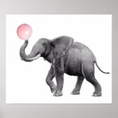 Niedlich Elephant Schwarz-weiße Blase Gum Kinderzi Poster (Vorne)