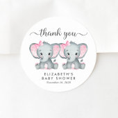 Niedlich Elephant Twin Baby Girls Dusche Vielen Da Runder Aufkleber