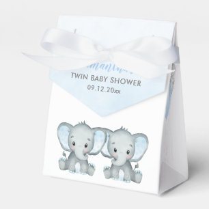Niedlich Elephant Twin Boys Balloon Babydusche Geschenkschachtel