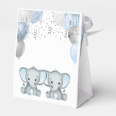 Niedlich Elephant Twin Boys Balloon Babydusche Geschenkschachtel (Rückseite)