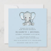 Niedlich Elephant Watercolor Baby Boy Couples Dusc Einladung (Rückseite)