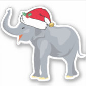 Niedlich Elephant Weihnachts Weihnachtsmann Hat Aufkleber (Vorderseite)