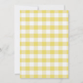 Niedlich Elephant Yellow Gingham Baby Dusche Einladung (Rückseite)