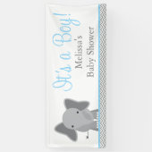 Niedlich Elephant Zickzack Light Blue Baby Dusche Banner (Vertikal)