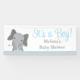 Niedlich Elephant Zickzack Light Blue Baby Dusche  Banner