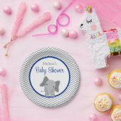 Niedlich Elephant Zickzack Navy Blue Baby Dusche Pappteller (Party)