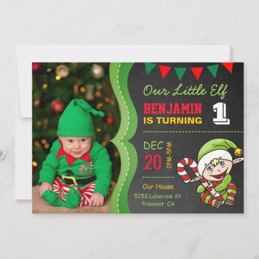 Niedlich Elf Erste Weihnachtsfeier Einladung (Vorderseite)