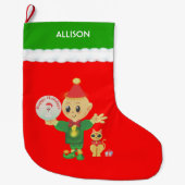 Niedlich Elf Großer Weihnachtsstrumpf (Vorderseite)