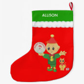 Niedlich Elf Großer Weihnachtsstrumpf (Rückseite)