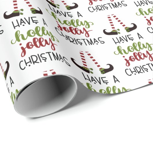 Niedlich Elf HAT EIN HOLLY JOLLY CHRISTMAS Geschenkpapier (Rolleneckpunkt)