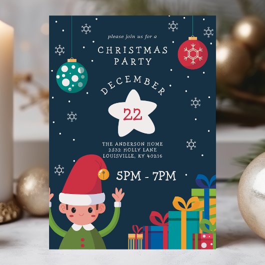 Niedlich Elf Holiday Weihnachten Party Einladung