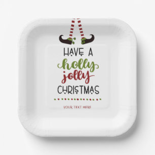 Niedlich Elf Holly Jolly Weihnachten Personalisier Pappteller