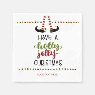 Niedlich Elf Holly Jolly Weihnachten Personalisier Serviette