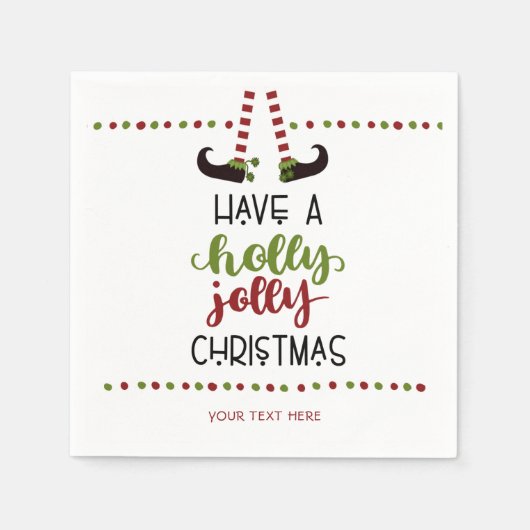 Niedlich Elf Holly Jolly Weihnachten Personalisier Serviette (Vorderseite)