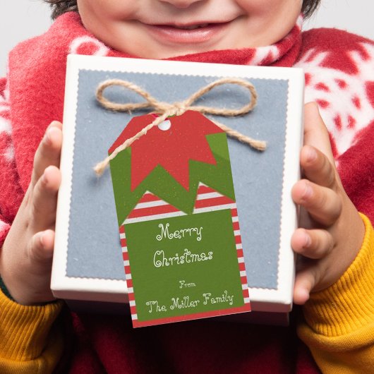 Niedlich Elf Kostüm Rote Grünen Familie Name Weihn Geschenkanhänger