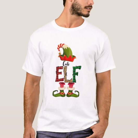 Niedlich Elf Matching Family Group Weihnachtsfest T-Shirt (Vorderseite)