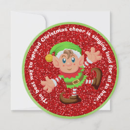 Niedlich Elf Round Christmas Flat Card Feiertagskarte