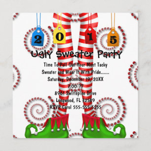 Niedlich Elf Strumpf Ugly Sweater Party Einladung