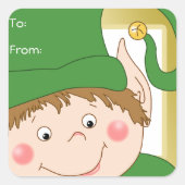 Niedlich Elf Weihnachtsgeschenke Tags Quadratischer Aufkleber (Vorderseite)