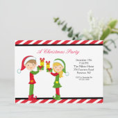 Niedlich Elfen Weihnachtsfest Party Einladung (Stehend Vorderseite)
