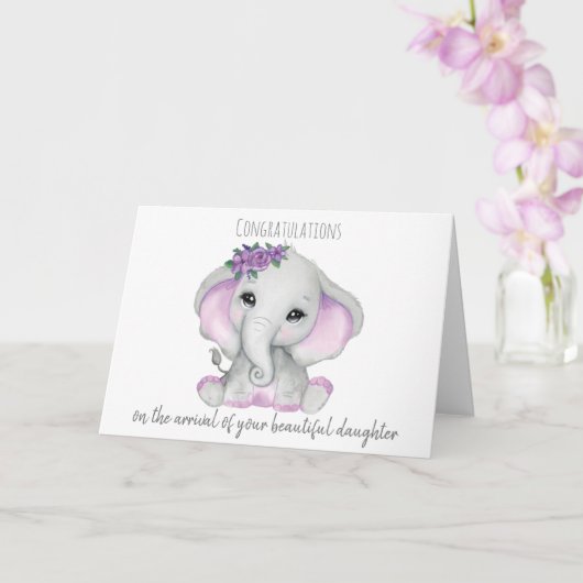 Niedlich Ellie New Babycard Karte (Orchidee)