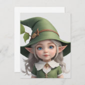 Niedlich Elven Hexe Feiertagskarte (Vorne/Hinten)