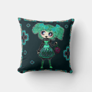 Niedlich Emerald Girl Kawaii PinkyP von Leah G Kissen