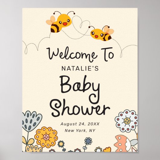 Niedlich Empfang: Reveal Baby Shower Poster (Vorne)