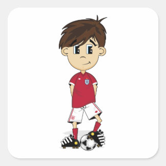 Niedlich England Fußball-Boy-Aufkleber Quadratischer Aufkleber