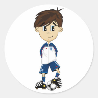Niedlich England Fußball-Boy-Aufkleber Runder Aufkleber