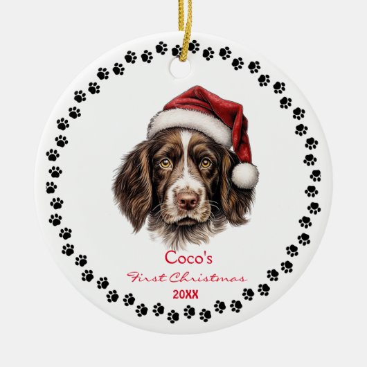 Niedlich Englisch Springer Spanel Dog Weihnachtsma Keramik Ornament (Vorne)