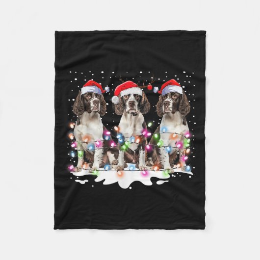Niedlich Englisch Springer Spaniel Dog Christmas L Fleecedecke (Vorderseite)