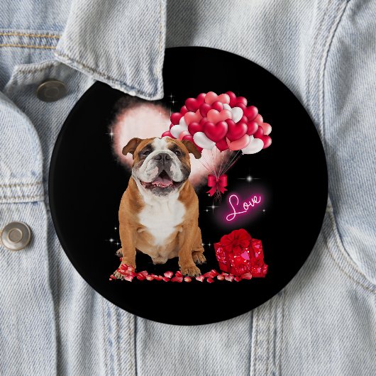 Niedlich English Bulldog Balloon Valentinstag Button (Beispiel)