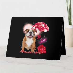Niedlich English Bulldog Balloon Valentinstag Karte