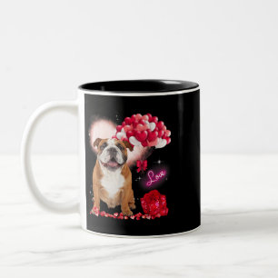 Niedlich English Bulldog Balloon Valentinstag Zweifarbige Tasse