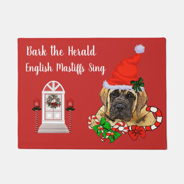 Niedlich English Mastiff Puppy Christmas Fußmatte (Vorderseite)