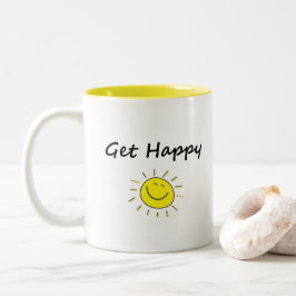 Niedlich erhalten Happy Lächeln Sun Gesicht Licht- Zweifarbige Tasse
