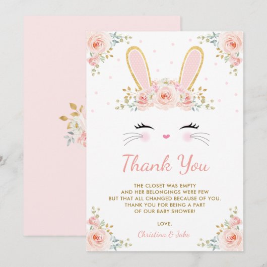 Niedlich erröten rosa dankeskarte (Vorne/Hinten)