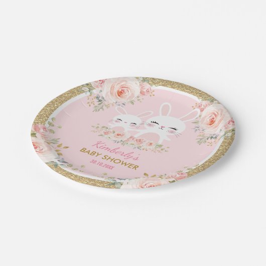 Niedlich erröten rosa pappteller (Schrägansicht)