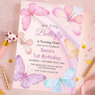 Niedlich Erster Geburtstag Kleine farbenfrohe Schm Einladung