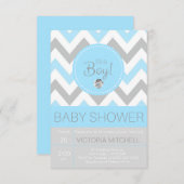 Niedlich "es ist eine Jungen-" blaue/graue Einladung